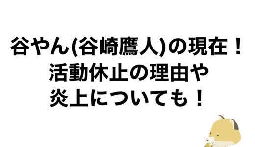 谷やん(谷崎鷹人)の現在2024！活動休止の理由や炎上についても！